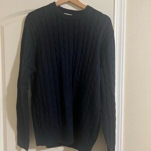 L.L. Bean Dark Blue Cable Knit Crewneck Sweater